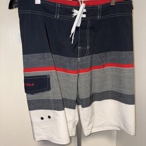 Nonwe Swim Trunks Mens Size 30 Board Shorts Multicolor Stripe Pocket‎